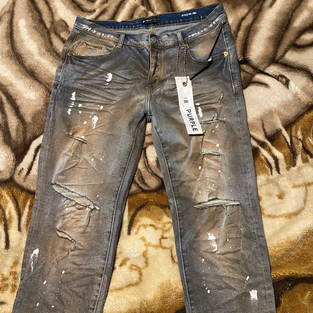 Gray Distressed Straight Jeans with Rips